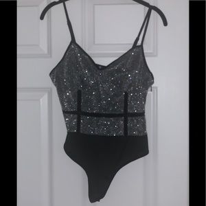 🖤✨Black & Silver Sleeveless bodysuit